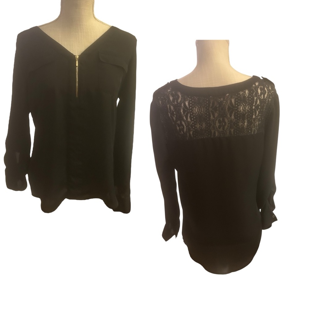 Forever 21 Black Buttoned Relaxed Blouse